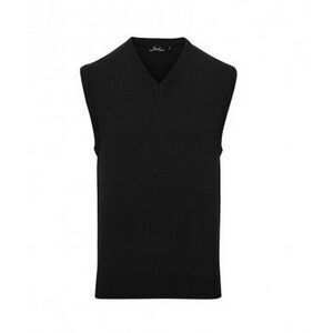 Premier Mens Sleeveless Cotton Acrylic V Neck Sweater / Black